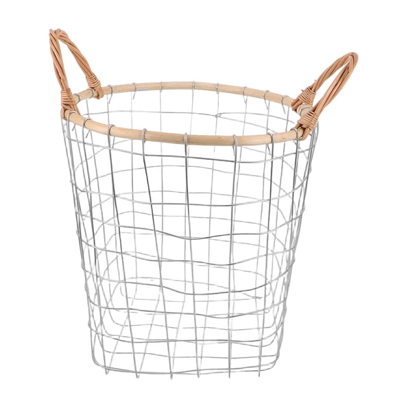 Healifty Sturdy Metal Wire Basket Round Firewood Rack for Living Room and Patio