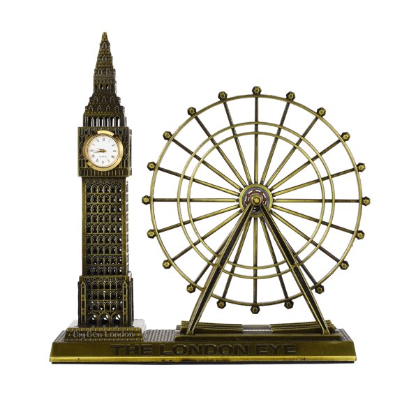 Healifty Golden London Landmarks Sculpture Ornament with Tower and London Eye Tabletop Statue for Home Office Decor