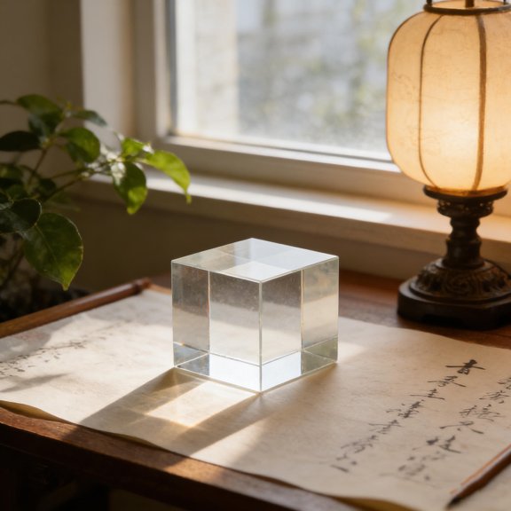 Healifty Transparent Glass Cube Paperweight for Office Desk Decorative and Functional Use