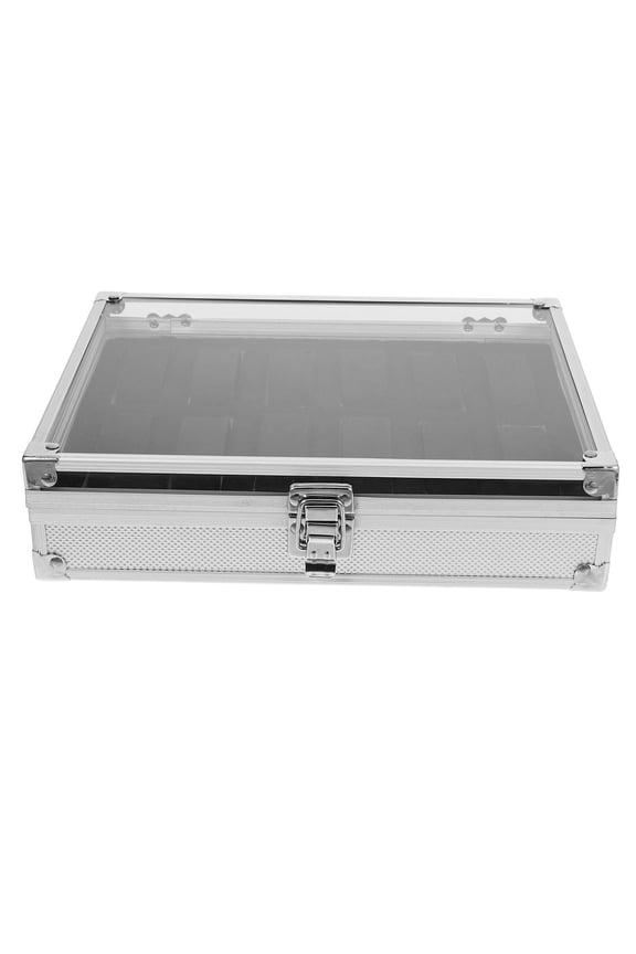 Watches Storage Box Aluminum Alloy Dustproof White with Transparent Display and Foam Slots