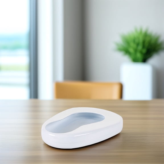 Healifty White Enamel Portable Bedpan for Bedridden Patient Indoor Use with Smooth Non Stick Surface