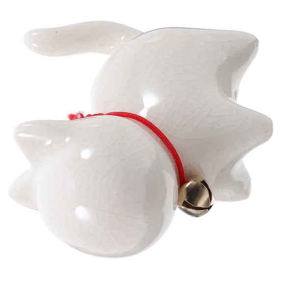 Healifty Small White Ceramic Cat Figurine Decorative Animal Statue for Desktop Tabletop Home Office Decor
