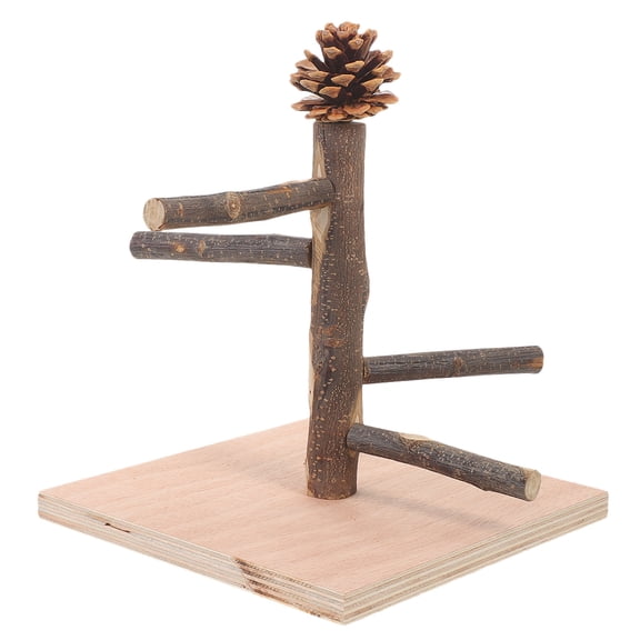 Healifty Wooden Bird Training Perch Table Multi-Functional 1 Set for Parrots Conures and Small Birds
