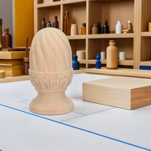 Healifty Beige Pineapple Decorative Wood Finial for Staircase Post and Furniture Accent