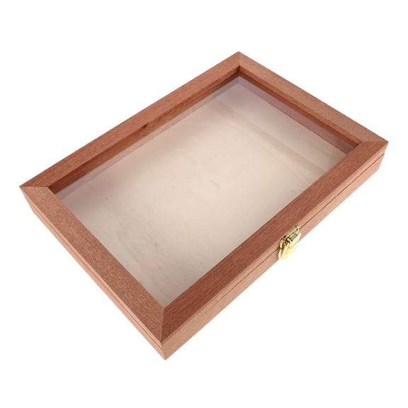 Healifty Rectangular Wood Display Box Stylish Storage Solution with Clear Viewing Window