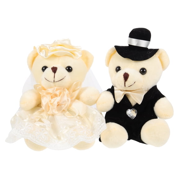 Healifty bear plush White Wedding Couples 2Pcs