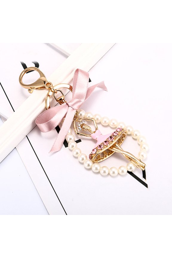 creative ballet keychain Fashionable Design Rhinestone 1Set