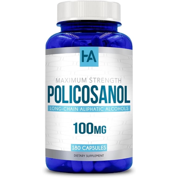 Healing Awakening Maximum Strength Policosanol Capsules 100mg, Cholesterol Support, 180 Count
