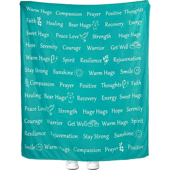 Healing Blanket Get Well Soon Gifts Teal Compassion Blankets Sympathy Prayer Warm Hugs Courage Sunshine Throw Blankets Soft Cozy Blanket