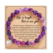 GAZDAG Healing Bracelet For Women Anxiety Crystal Bracelet Chakra Beaded Bracelets And Healing Stones Bracelet Calming Stretch Bracelet Stress Relief Gifts For Women,Purple.
