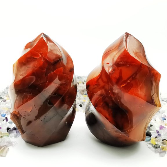 Healing Carnelian Crystal Tower Hand Carved Natural Carnelian Flame for Home Decoration Polished Red Agate Crystal Torch 1pc