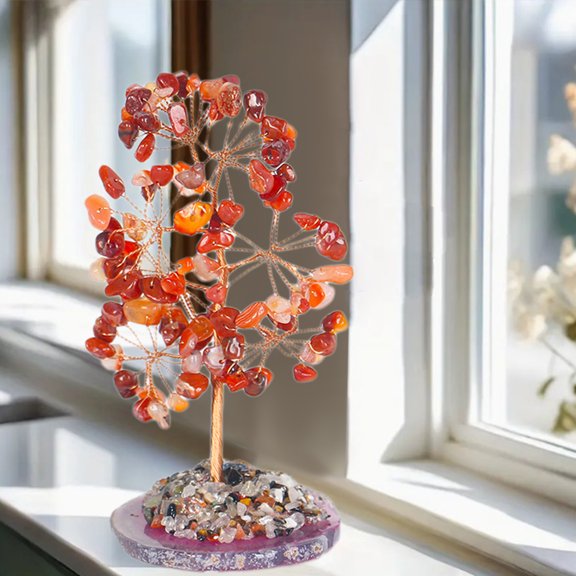 Healing Crystal Money Tree Feng Shui Gemstone Bonsai for Wealth Prosperity Chakra Energy Good Fortunes Home Office Desk Decor