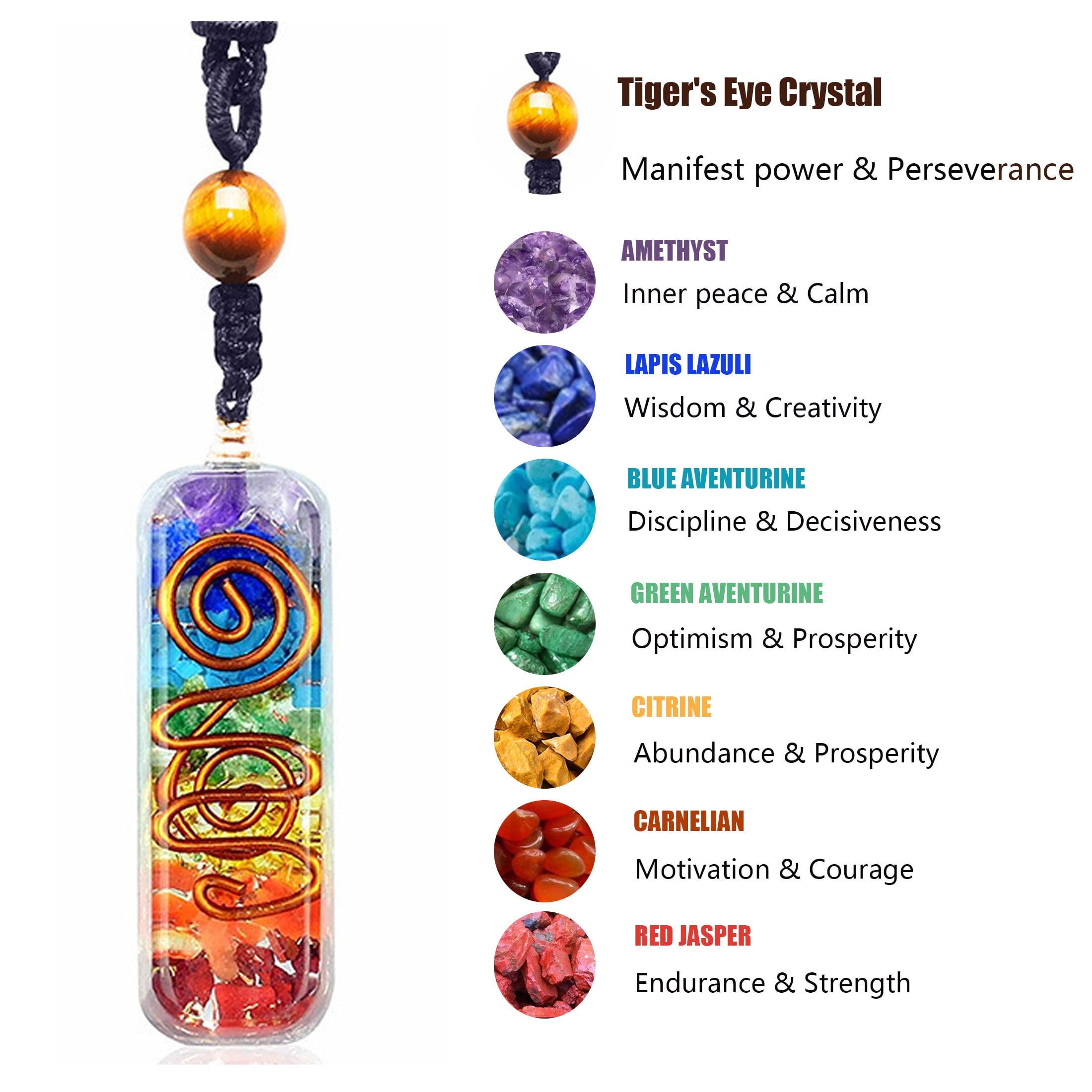 Healing Crystal Necklace for Women and Men Anniversary Gifts Seven