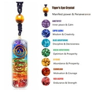 Healing Crystal Necklace for Women and Men Anniversary Gifts Seven Chakra Orgonite Healing Stones Pendant Necklace with Tiger Eye Beads