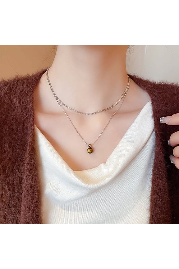 Healing Crystal Pendant Necklace for Women, 925 Sterling Silver Chain Necklace with Grade Premium Crystal Bead,Adjustable Length Women Jewelry Choker Necklace