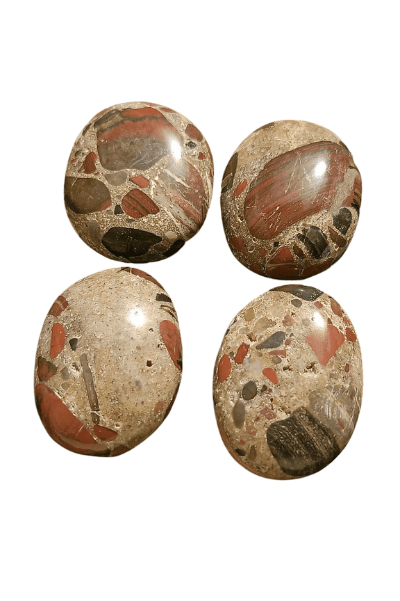 Healing Crystal Red Jasper Palm Stone Natural Red Jasper Crystal Palm Stones Pebble for Yoga Meditation | Oval Pocket Stone Vastu Conglomerate Oval Pudding Stone Size 40 to 50 mm Lot of 2 Pcs