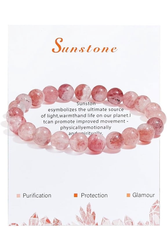 Healing Crystal Stone Bracelets for Women Men Stress Relief Anxiety Yoga Bracelet Semi-Precious Gemstone Bracelets Healing Gifts birthday Gifts jade bracelet-Sunstone Feldspar A