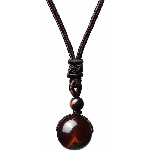 Healing Crystals Necklace Natural Tiger Eye Amethyst Lucky Blessing Protection Chakra Beads Stone Pendant For Women Men Adjustable