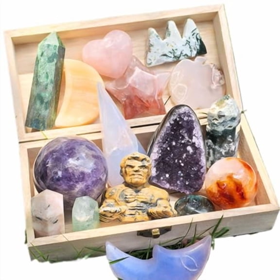 Healing Crystals Stone Mix Set Radom Crystals Bulk for Healing, Reiki, Mysterious Gifts for Women Crystal for Positive Energy Home Decor Tower Sphere Tumbling Nature Rough Stones