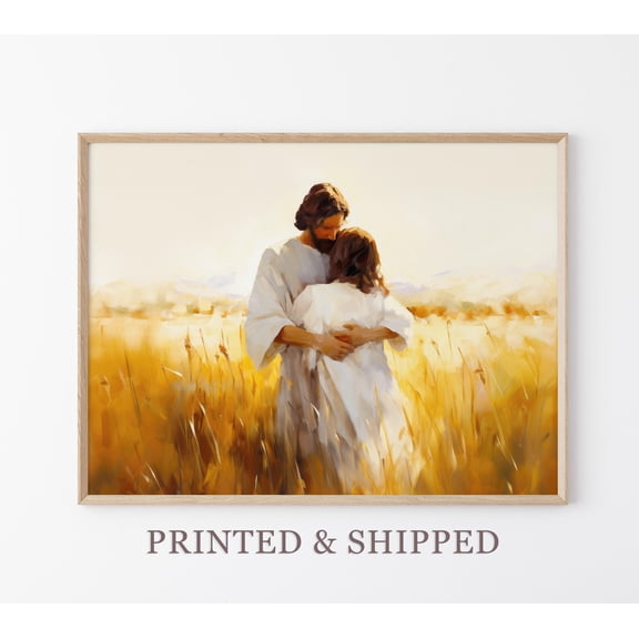 Healing Embrace Print | Jesus Hugging Girl | Jesus And Woman Art | Christian Art Print | Christian Wall Art | Heo Warm Present Vintage UNFRAMED Poster Size 8x12