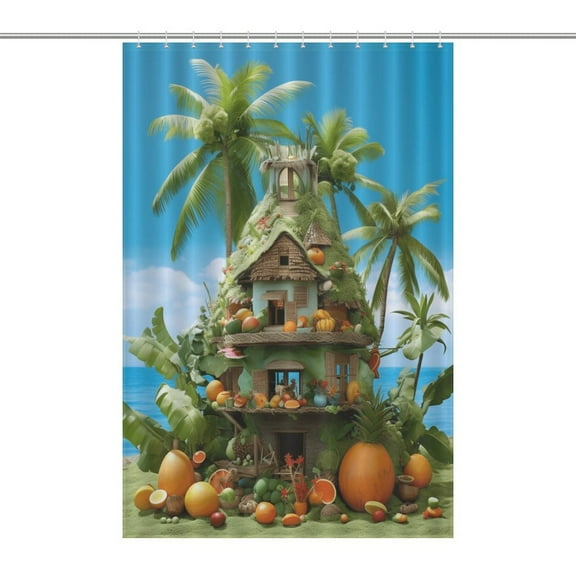 Healing Fruits Shower Curtain Modern Home Bathroom Bathtub Decor Waterproof Fabric with 12PCS Hooks