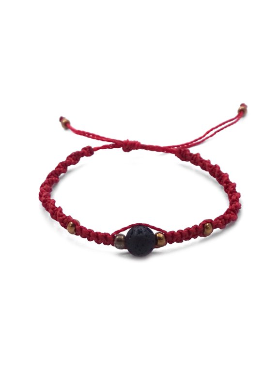 Healing Gemstone Crystal Ball Bead Macramé Braided String Adjustable Pull Tie Bracelet - Womens Fashion Handmade Jewelry Boho Accessories