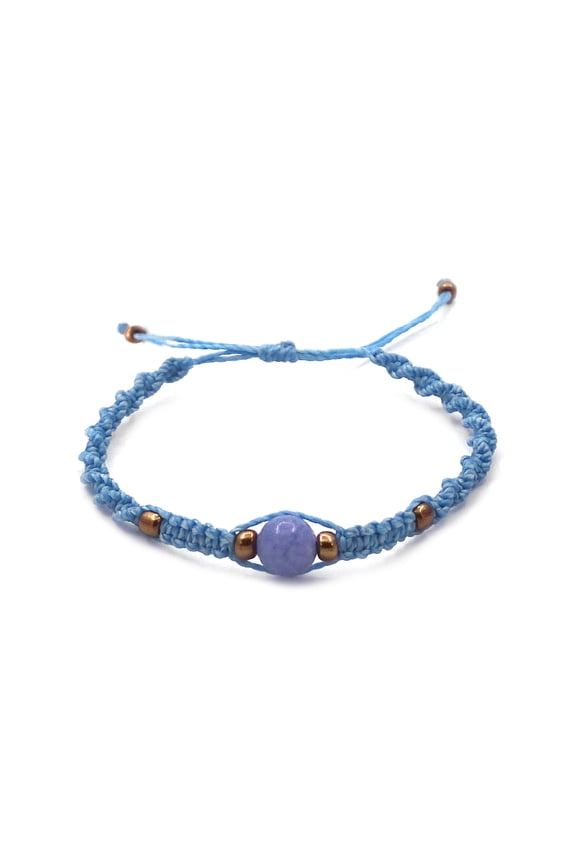 Healing Gemstone Crystal Ball Bead Macramé Braided String Adjustable Pull Tie Bracelet - Womens Fashion Handmade Jewelry Boho Accessories