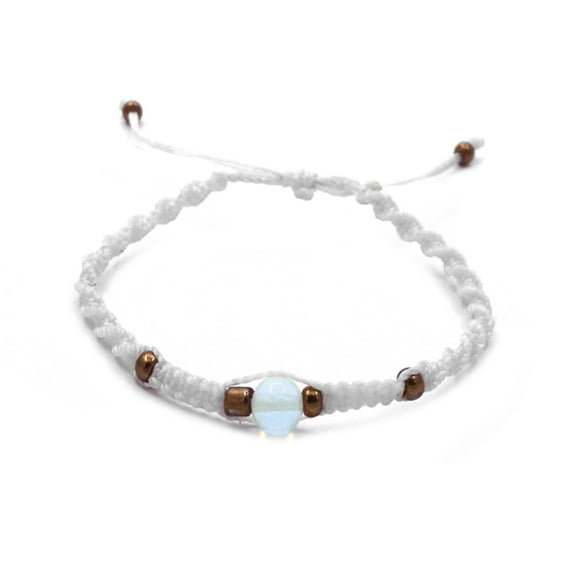 Healing Gemstone Crystal Ball Bead Macramé Braided String Adjustable Pull Tie Bracelet - Womens Fashion Handmade Jewelry Boho Accessories