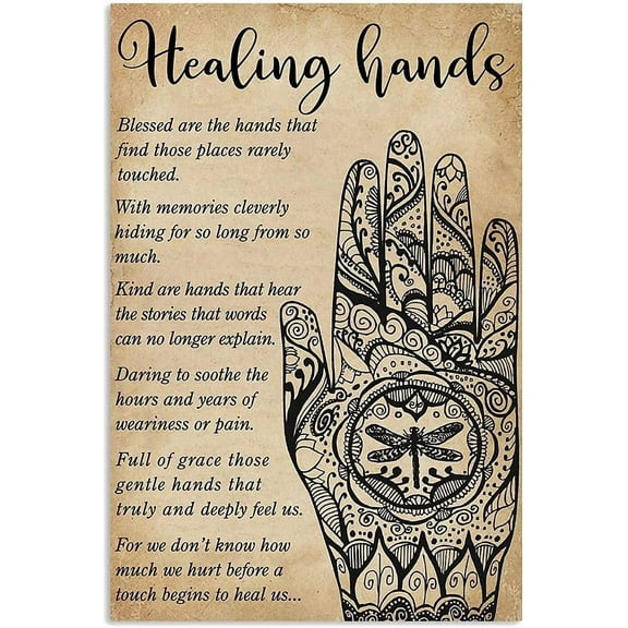 Healing Hands Massage Therapist Poster Wall Art Poster Cute Sign Wall Decor Metal Sign Poster 8X12 Inches