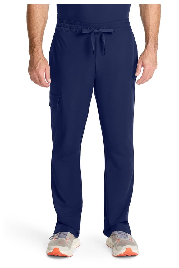 Men's Scrubs Zip Fly Drawstring Scrub Pant with 4 Pockets HH154S, L Short, Navy