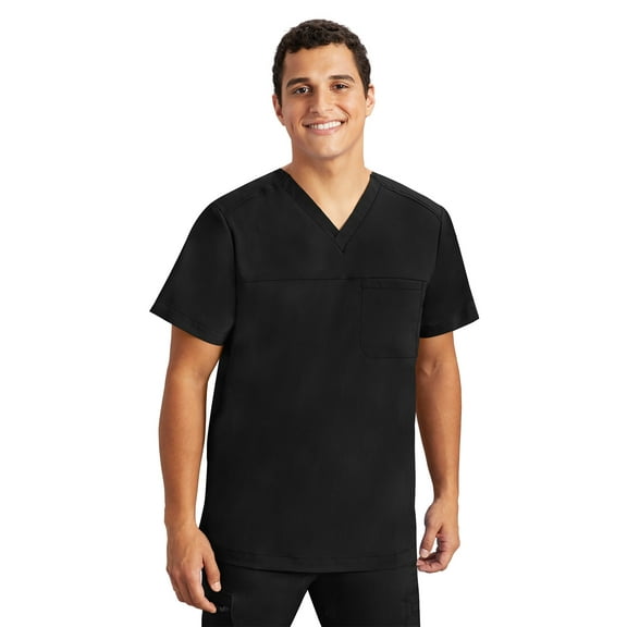 Healing Hands Purple Label - Men's Justin Top 's One Pocket V-Neck Scrub Top - X-Large,Black