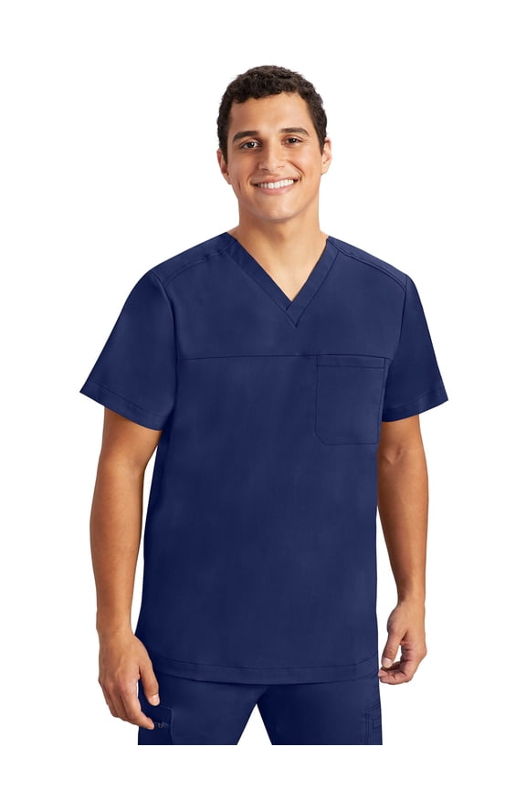 Purple Label - Men's Justin Top 's One Pocket V-Neck Scrub Top - XX-Large,Navy