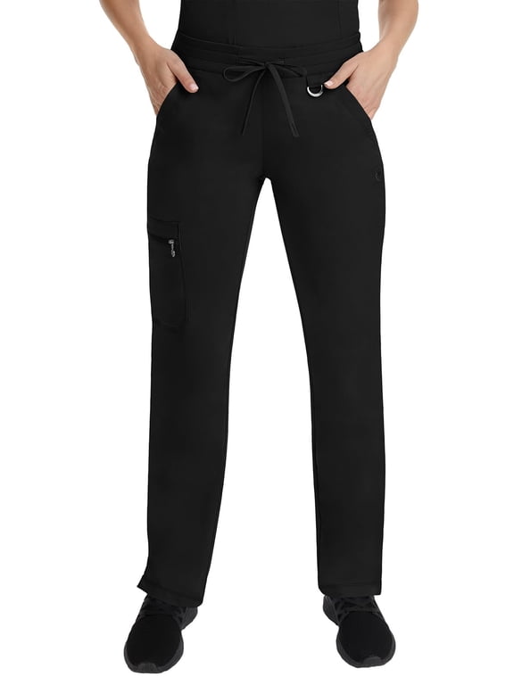 Purple Label Scrub Pants for Women Drawstring with 6 Pockets Black 4XL