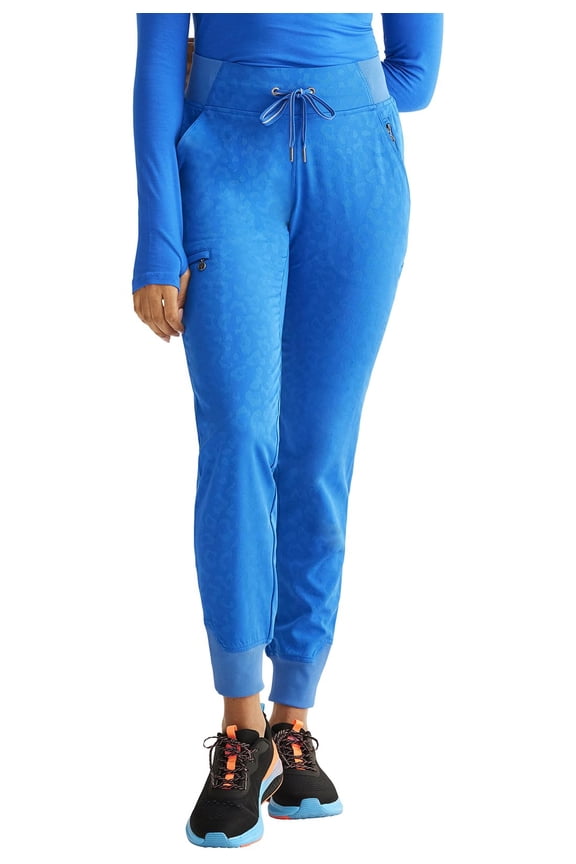 Scrubs For Women Jogger Scrub Pant Trinity Bottom with 6 Pockets, Mid-rise Pull-on Rib-knit Waistband HH003P, S Petite, Royal