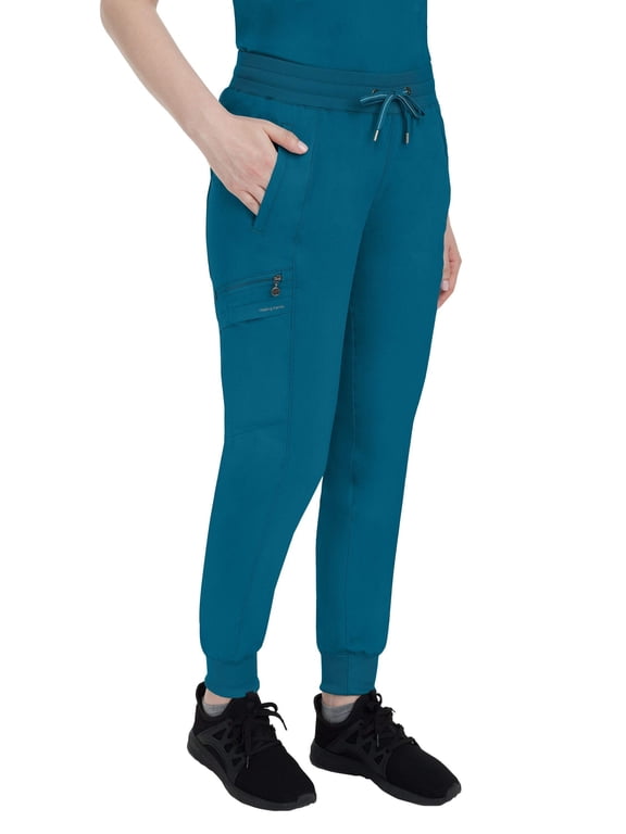 Women's Jogger Scrub Pant 7 Pockets Elastic Drawstring, with Moisture Wicking & 2-Way Stretch Technology - 9244, S, Caribbean