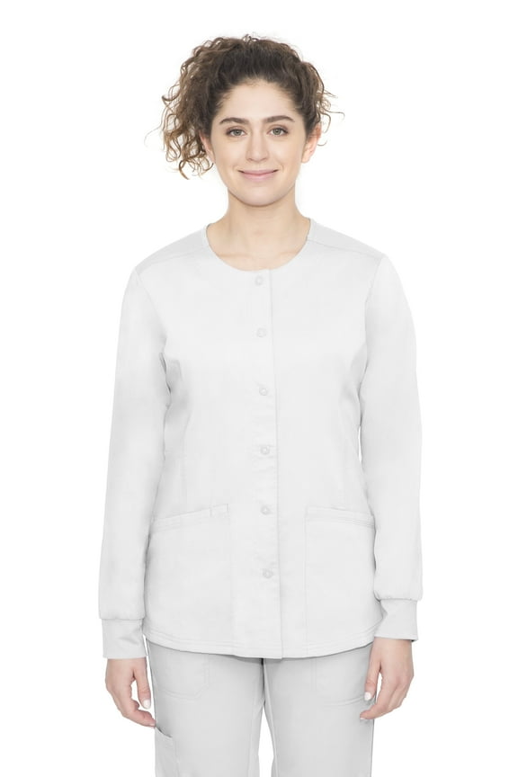 Purple Label Classic Fit by Healing Hands Women's Daisy Snap Warm Up Solid Scrub Jacket