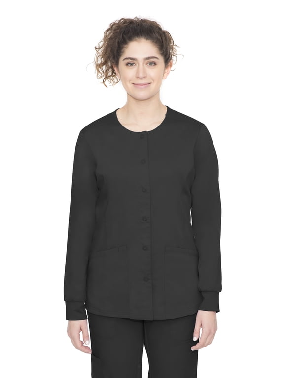Purple Label Classic Fit by Healing Hands Women's Daisy Snap Warm Up Solid Scrub Jacket