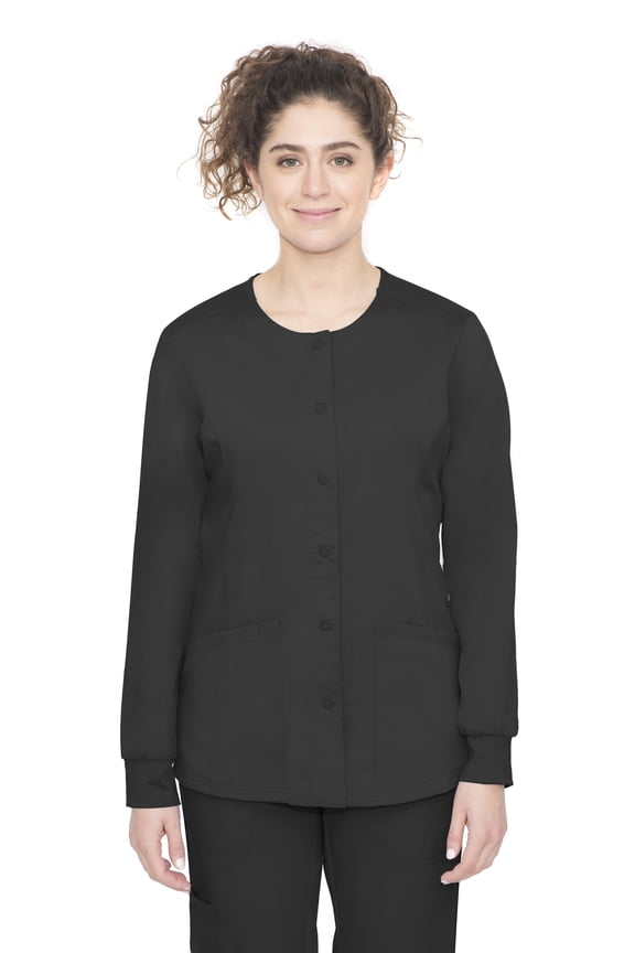 Purple Label Classic Fit by Healing Hands Women's Daisy Snap Warm Up Solid Scrub Jacket