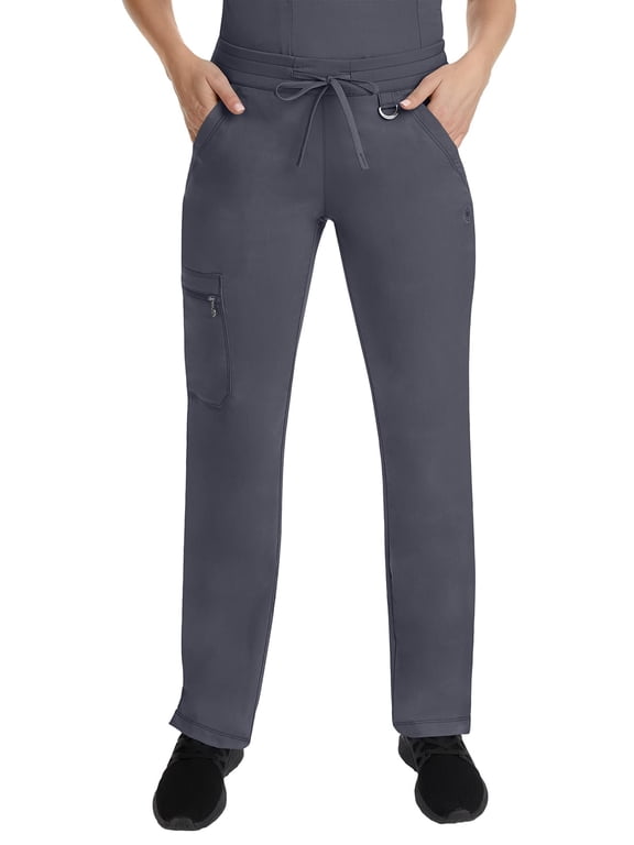 Purple Label Scrub Pants for Women Drawstring with 6 Pockets Pewter 2XL