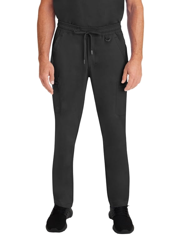 Scrub Pants for Men Daniel Utility Bottoms with 6 Pockets, 2-Way Stretch and Durable Fabric 9300, Black,XLS