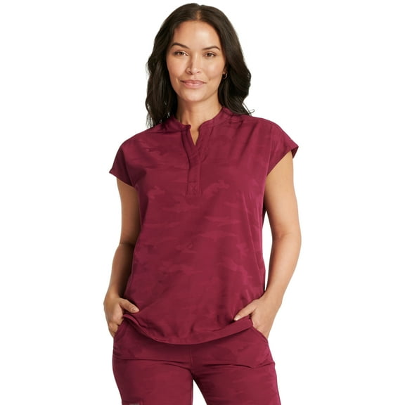 Healing Hands Scrub Top for Women Modern Fit Tee with 2 Pockets, Moisture Wicking, 360° Stretch and Quick Dry Fabric Plus Size 2352, 3XL, Wine