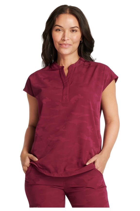 Scrub Top for Women Modern Fit Tee with 2 Pockets, Moisture Wicking, 360° Stretch and Quick Dry Fabric Plus Size 2352, 3XL, Wine