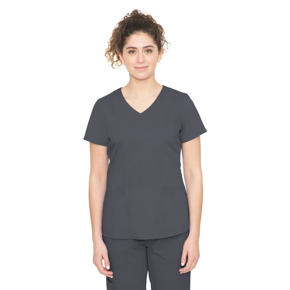 Healing Hands Scrubs for Women Mock Wrap Neck Top 2 Pocket Purple Label Women's Scrub Top 2172 Jordan Pewter L