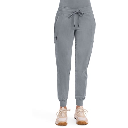 Healing Hands Women's Jogger Scrub Pant 7 Pockets Elastic Drawstring, with Moisture Wicking & 2-Way Stretch Technology - Plus Size 9244, 3XL, Heather Grey