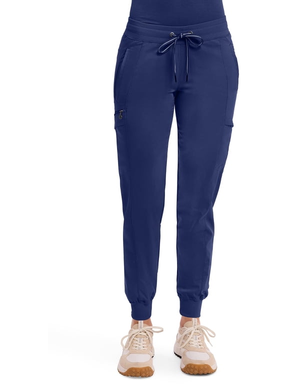 Women's Jogger Scrub Pant 7 Pockets Elastic Drawstring, with Moisture Wicking & 2-Way Stretch Technology - 9244, M, Navy
