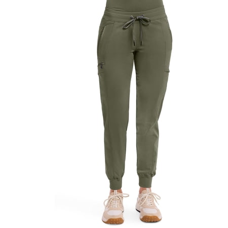 Healing Hands Women's Jogger Scrub Pant 7 Pockets Elastic Drawstring, with Moisture Wicking & 2-Way Stretch Technology - 9244, M, Olive
