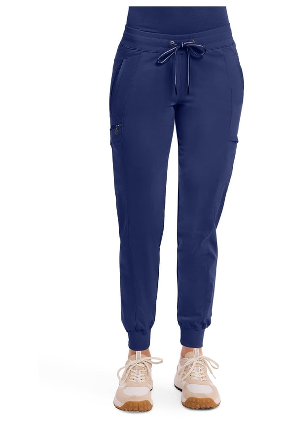 Women's Jogger Scrub Pant 7 Pockets Elastic Drawstring, with Moisture Wicking & 2-Way Stretch Technology - 9244, XL, Navy