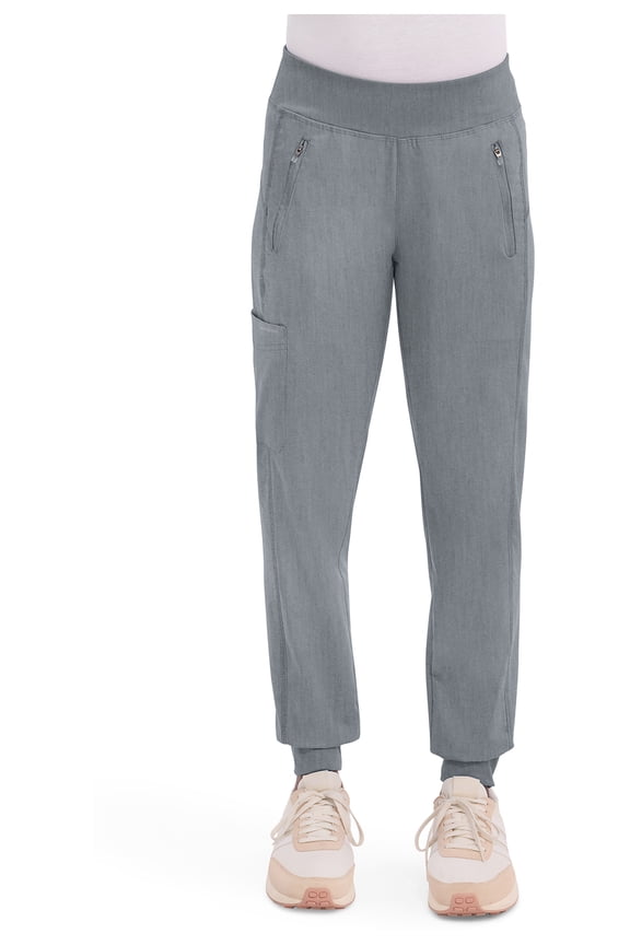 Women's Scrub Jogger Pant Tara with 6 Pockets, Durable, 2-Way Stretch and Easy Care Fabric - 9233T, XS Tall, Heather Grey