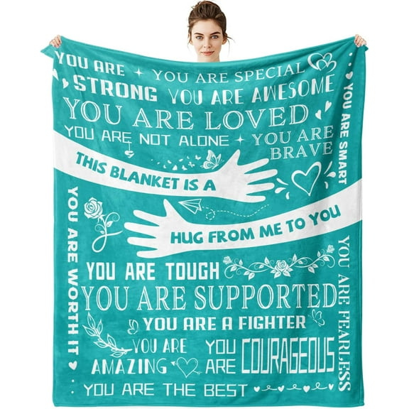 Healing Hug Blanket 60"x50", Encouragement Inspirational Thinking of You Gifts for Women, Chemotherapy Must Haves, Get Well Gifts for Women After Surgery, Purple