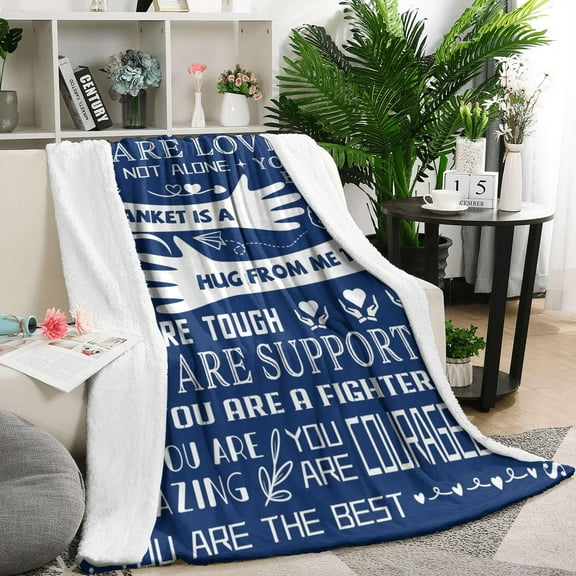 Healing Hug Blanket 60"x50" - Inspirational Comfort Gift for Men, Chemo Patients, Surgery Recovery, Cancer Get Well Present, Soft Blue Throw